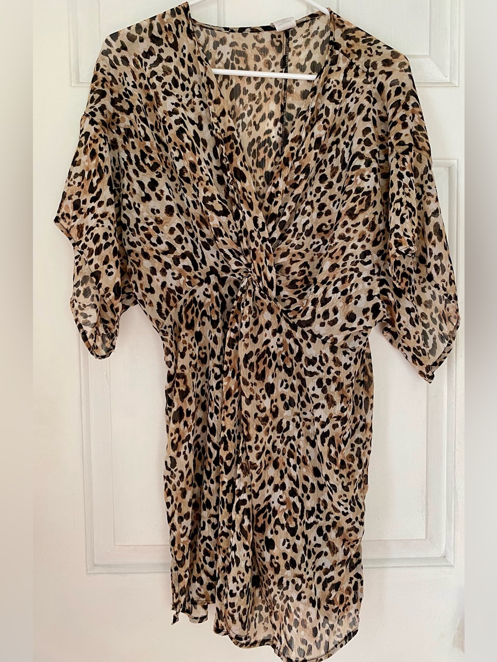 Time and Tru Beige and Black Leopard Beach Cover up